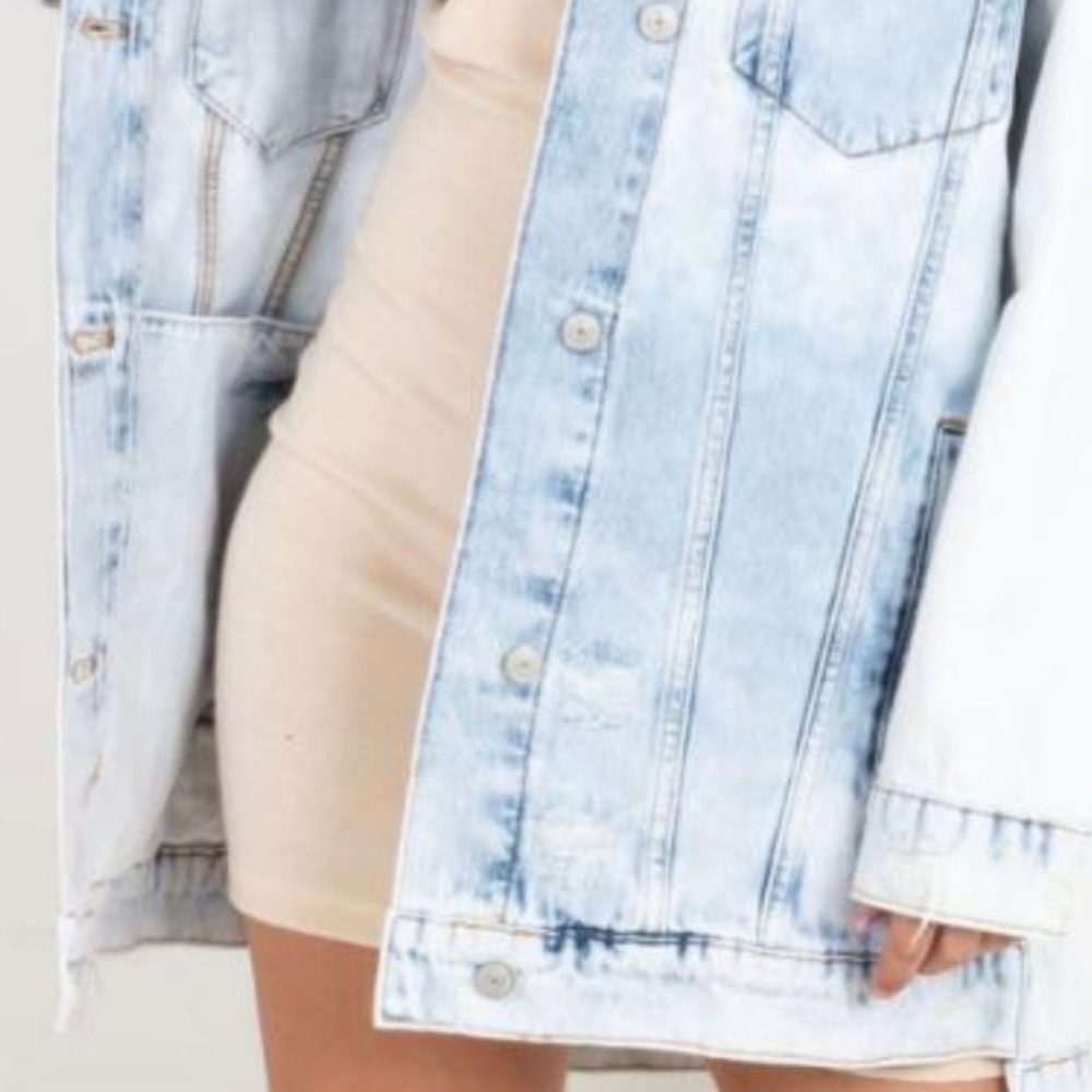 Free People Oversized Distressed Denim Jacket